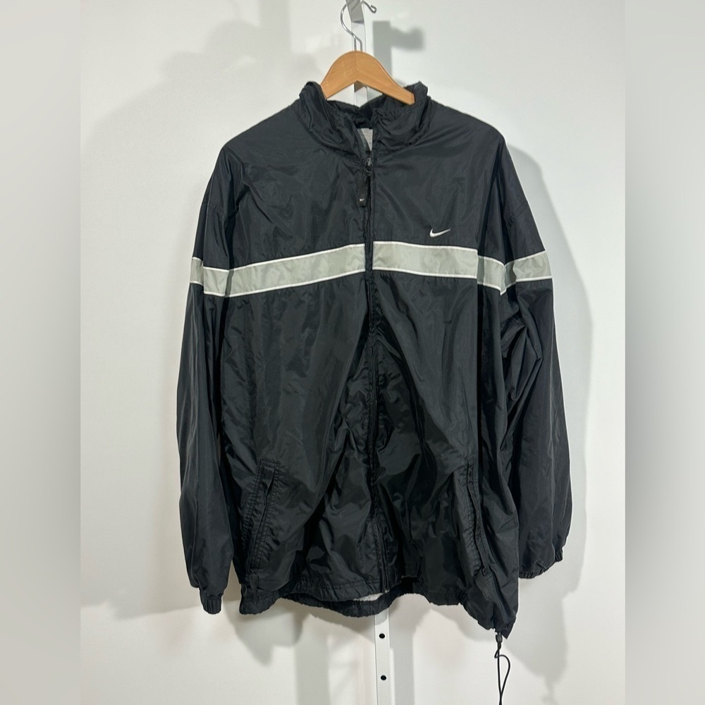 Vintage Nike Reflective Stripe Windbreaker Jacket Black XXL Made in Malaysia